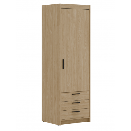 Wąska szafa z szufladami 60 cm jednodrzwiowa TRINO dąb olejowany